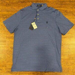 Polo by Ralph Lauren RXL Men's Navy and baby blue Striped Polo golf shirt
